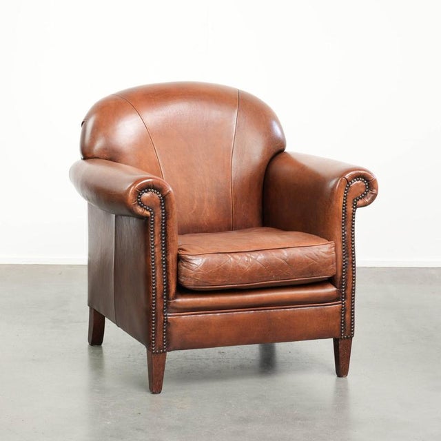 Vintage Sheepskin Armchair with Decorative Studs For Sale - Image 15 of 15