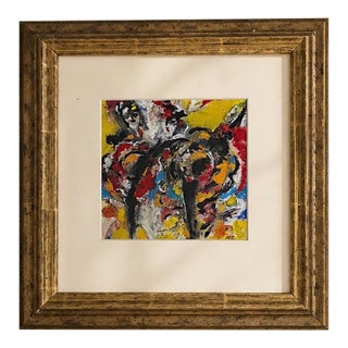 ‘Can Can’ an Original Mixed Media Painting Framed in a Gold Antique Frame For Sale
