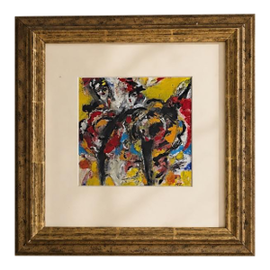 ‘Can Can’ an Original Mixed Media Painting Framed in a Gold Antique Frame