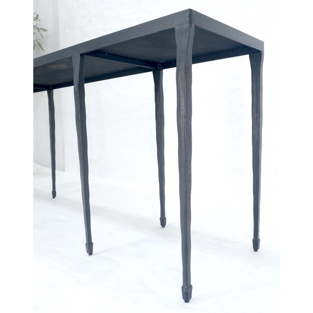 Late 20th Century Wrought Iron Blacksmith Work Gallery Top 19x84" Long Console Sofa Table MINT For Sale - Image 5 of 14