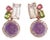 Bochic “Orient” Retro Rose Quartz & Amethyst Earrings Set In 18K Gold & Silver, 2 pieces For Sale