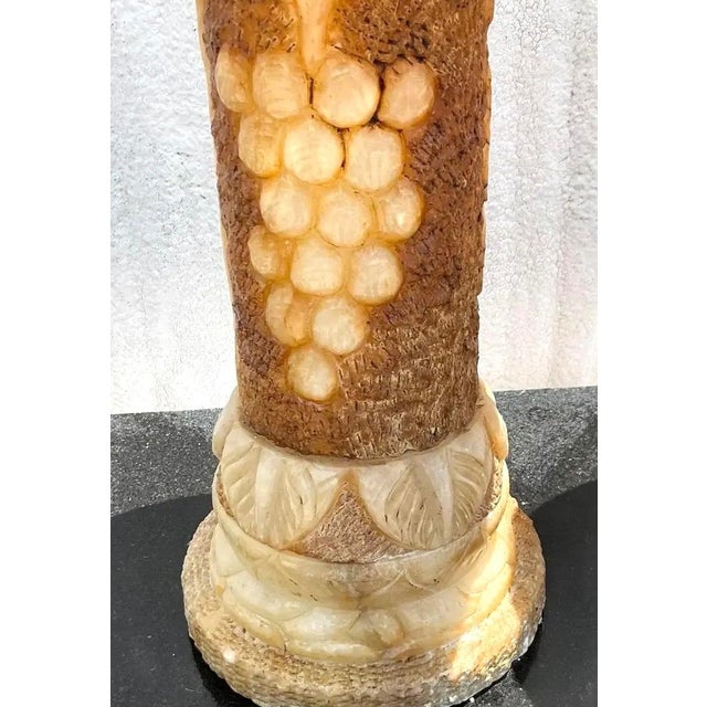 Vintage Italian Carved Alabaster Pedestals - A Pair For Sale - Image 9 of 10