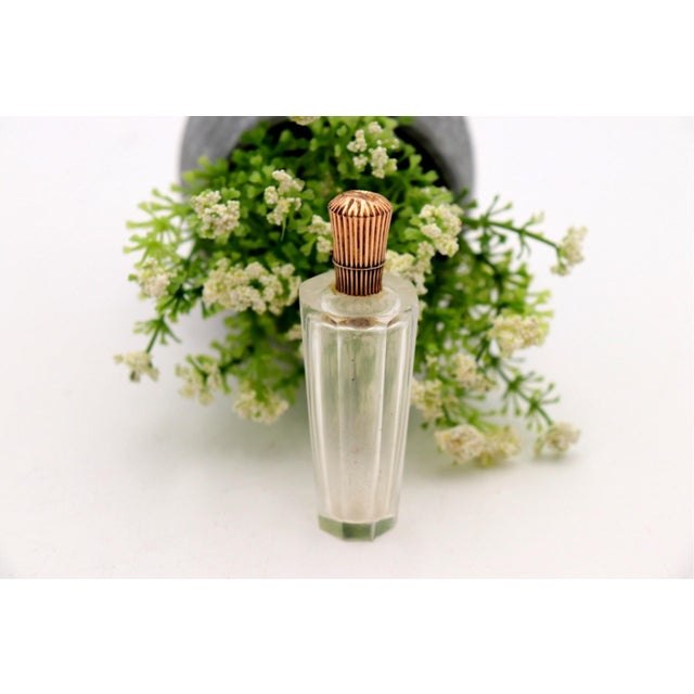Glass Perfume Bottle with Gold Lid For Sale - Image 5 of 6
