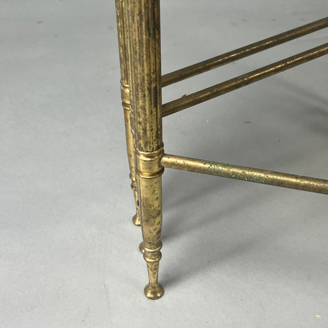 Vintage Solid Brass Smoked Glass Nesting Tables Set of Three For Sale - Image 11 of 12