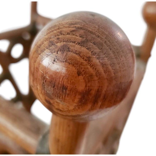 Antique Victorian Oak Stick & Ball Umbrella & Cane Stand With Original Brass Drip Tray For Sale - Image 11 of 12