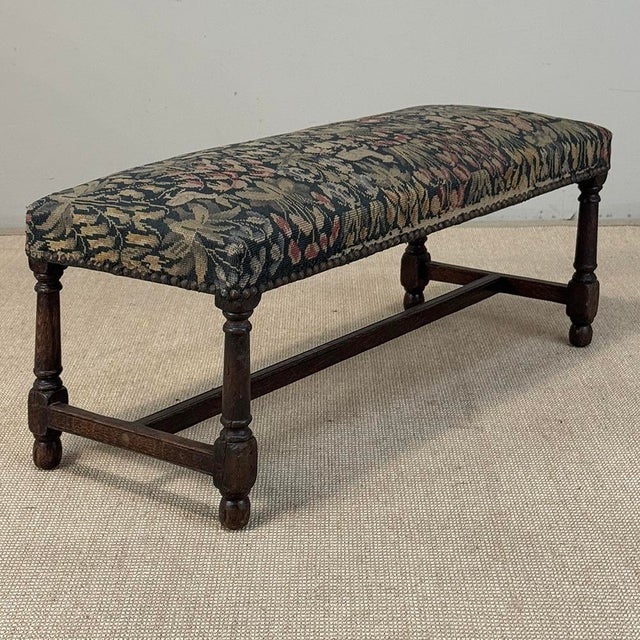 Antique Renaissance Revival Floral Needlepoint Tapestry Bench For Sale - Image 12 of 18