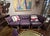 Mid 20th Century Vintage Purple Leather & Teak 3 Piece Sectional Sofa For Sale - Image 6 of 9