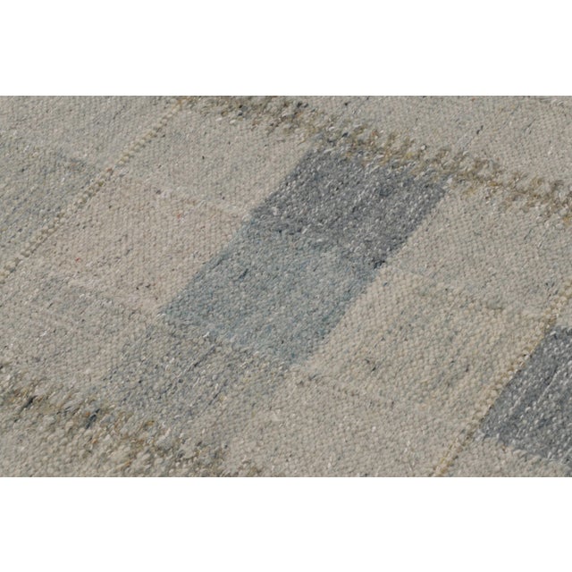 Textile Rug & Kilim’s Scandinavian-Inspired Kilim in Blue-Gray Geometric Patterns For Sale - Image 7 of 10
