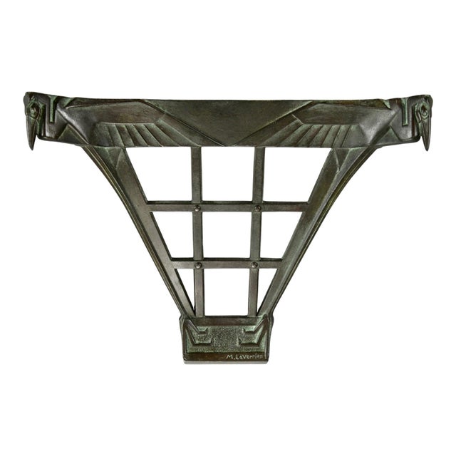 Green Art Deco Pelican Wall Sconces by Max Le Verrier, France, 1930, Set of 2 For Sale - Image 8 of 12