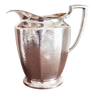 1930s Hammered Nickel Silver Pitcher, Homan Plate W.m. Mount Usa For Sale