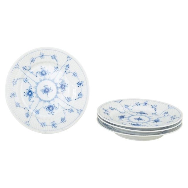 Blue Fluted Plain Porcelain Side Plates from Royal Copenhagen, Set of 4 For Sale - Image 5 of 5