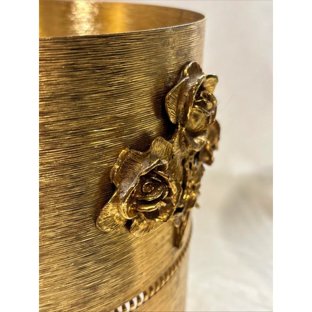 Vintage Style Built Hollywood Regency Boudoir Gold Floral Poobelle For Sale In Chicago - Image 6 of 8