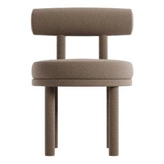 Collector Moca Chair in Boucle Brown Blue by Studio Rig For Sale