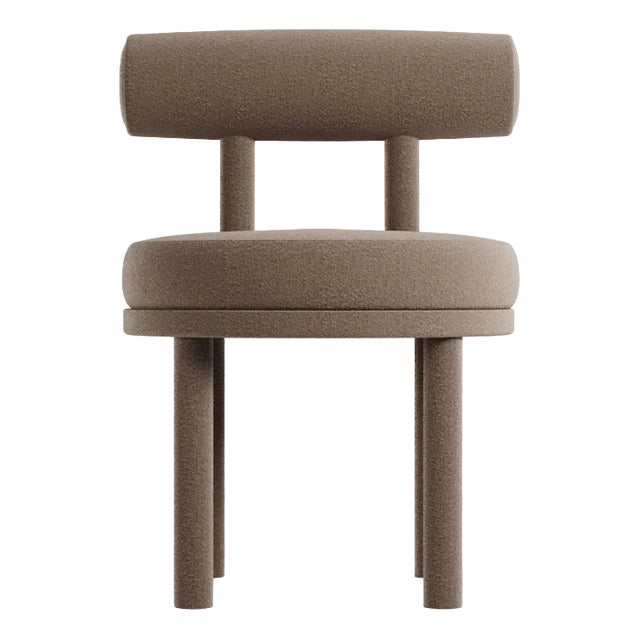 Collector Moca Chair in Boucle Brown Blue by Studio Rig For Sale