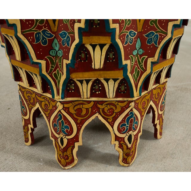 Moorish Middle Eastern Polychrome Star Shaped Drink Table For Sale - Image 14 of 15