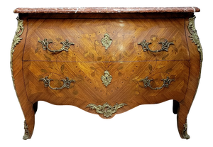 Louis XV Style Bombé Commode in Marquetry