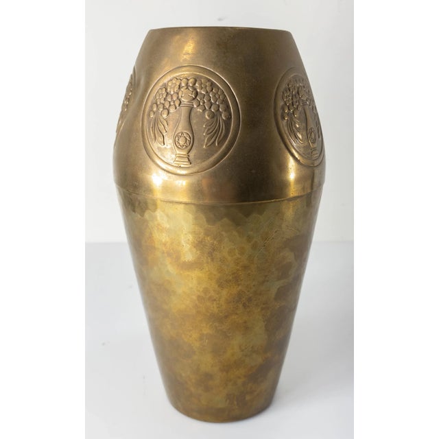 We are selling this Art Nouveau Jugendstil hammered brass or bronze vase by WMF Germany. Condition: Several dents on the...