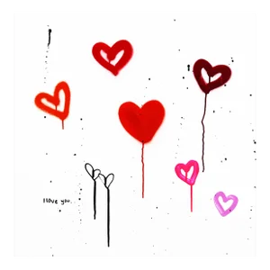 Red Hearts Street Art Painting "Happy and in Love" Original Artwork by Amber Goldhammer