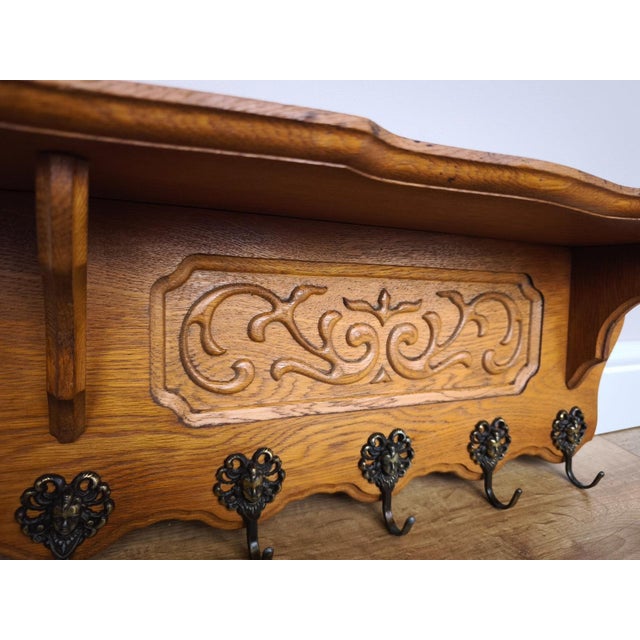 Wood Vintage French Coat Rack in Oak For Sale - Image 7 of 9