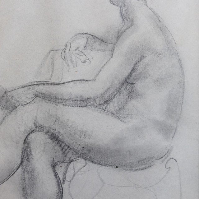 1920s Guillaume Dulac, Portrait of Seated Nude, 1920s, Pencil on Paper For Sale - Image 5 of 9