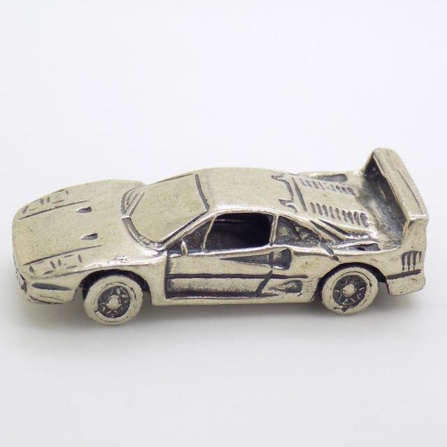 Vintage Italian Handmade Silver F40 Ferrari Sport Car Figurine, 1980s For Sale - Image 3 of 12