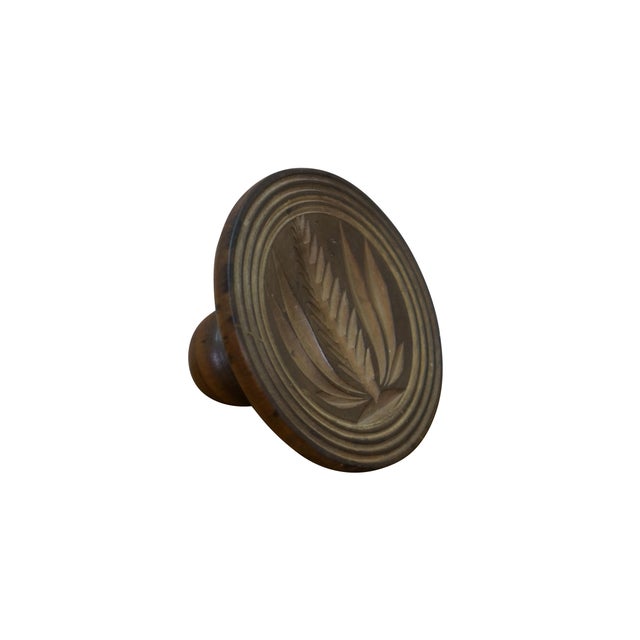 Farmhouse Primitive Antique American Carved Country Wood Sheaf of Wheat Butter Stamp Press For Sale - Image 3 of 9