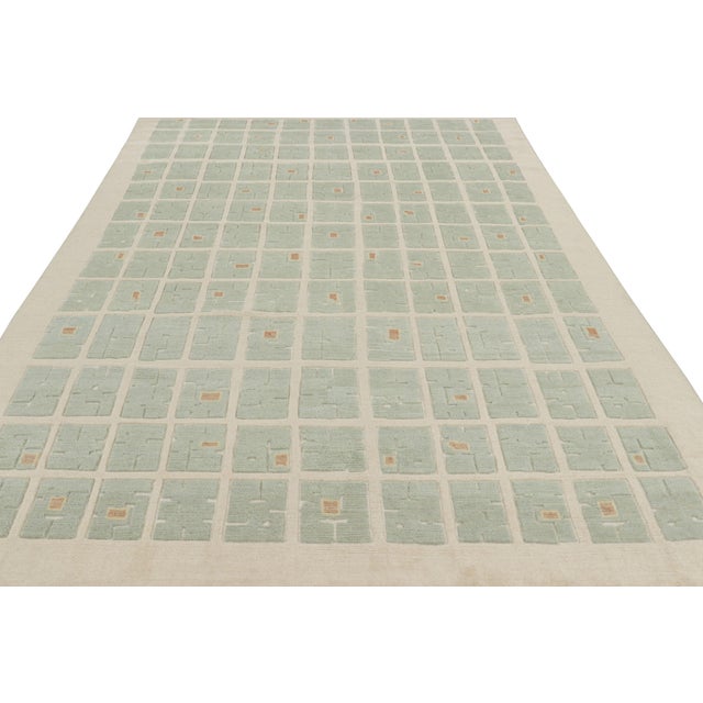 2010s Rug & Kilim’s French Art Deco Style Rug With Light Green Geometric Patterns For Sale - Image 5 of 7