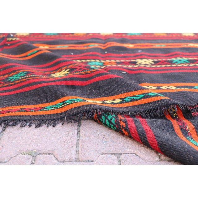 Red 1960s Southwestern Style Stripe Design Hand Knotted Oushak Kilim Area Rug For Sale - Image 8 of 10