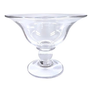 21st Century Simon Pearce Large Hand Blown Glass Footed Pedestal Compote Centerpiece Bowl For Sale