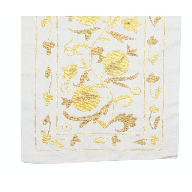 2020s 20x71 in Embroidered Table Runner. Cotton Wall Hanging. Yellow Tablecloth For Sale - Image 5 of 5