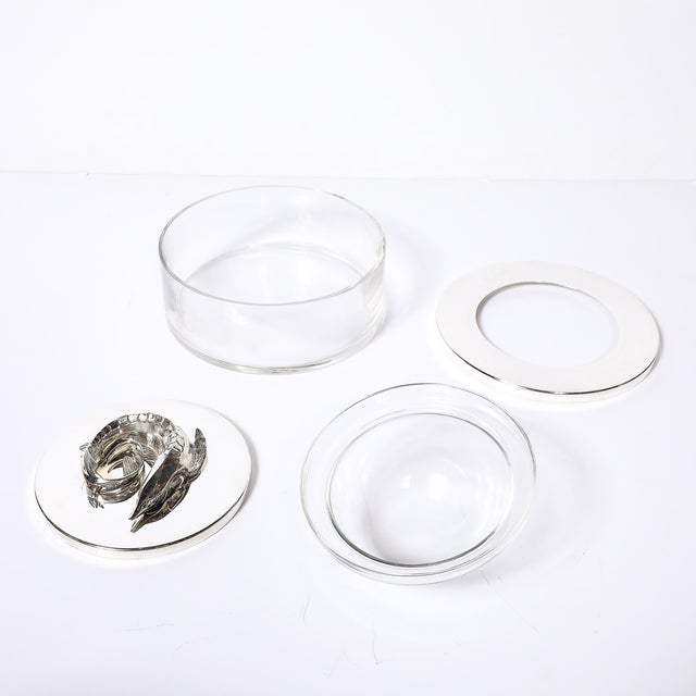 Mid-Century Silver Plate & Glass Caviar Service With Sculptural Sturgeon Handle For Sale - Image 12 of 18