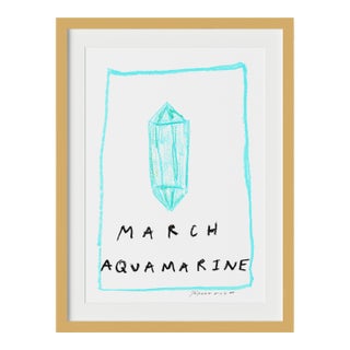 March Aquamarine Birthstone Print by Tatiana Alida in Gold Frame For Sale