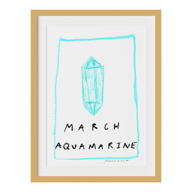 March Aquamarine Birthstone Print by Tatiana Alida in Gold Frame For Sale