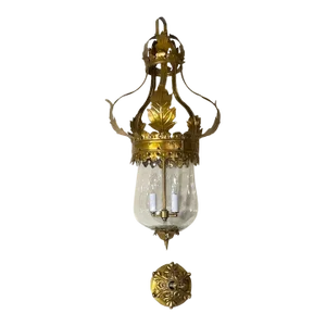 Neoclassical Style Gilt-Metal and Glass Hall Lanterns/ Pendent