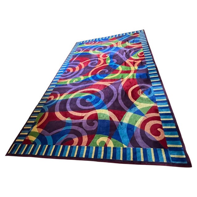 Large Abstract Wool Rug for Hilton Hotel, 1980s For Sale - Image 9 of 9