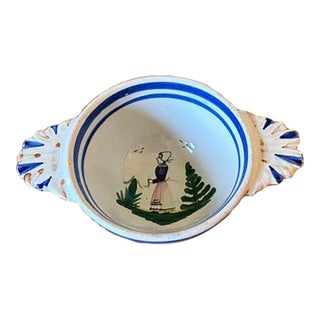 Vintage Henriot Quimper Porringer Bowl, Made in France For Sale