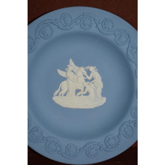 Blue 2 Vintage Wedgwood Jasperware Blue W/White Neo-Classic Figural Plates For Sale - Image 8 of 13