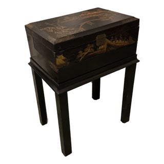 Antique Chinoiserie Writing Box on Stand For Sale