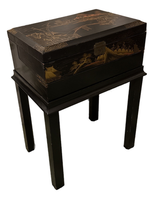 Antique Chinoiserie Writing Box on Stand