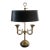 Mid-20th Century English Country Brass Horn Bouillotte Lamp With Black Tole Shade For Sale