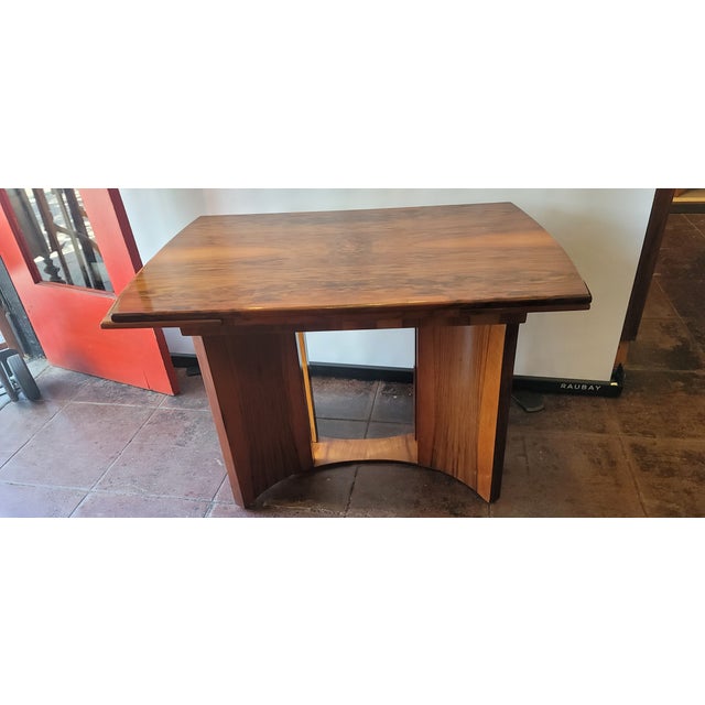 Art Deco Harry Lebus Dining Room Table Burl Walnut Stunning Opens to 66 For Sale In San Diego - Image 6 of 9