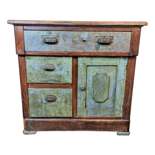 19th Century Antique Primitive Jelly Cupboard Cabinet Dry Sink Washstand For Sale