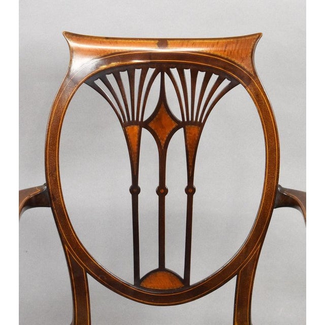 Wood Edwardian Sheraton Revival Mahogany Armchairs, 1900, Set of 2 For Sale - Image 7 of 9