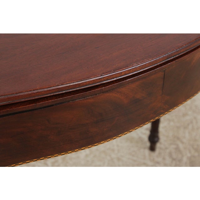 Wood Antique 19th Century Mahogany Inlaid Flip Top Game Table For Sale - Image 7 of 16