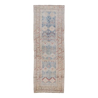 Antique Blue and Red Persian Gallery Runner Rug For Sale
