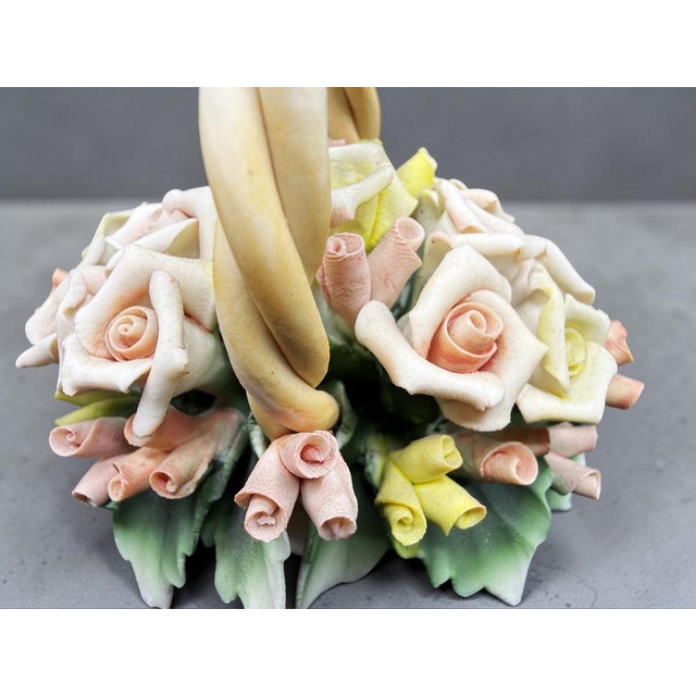 Basket of Roses in Porcelain from Capodimonte, 1970s For Sale - Image 10 of 13