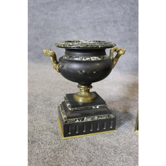 Traditional Beautiful Quality Marble and Bronze Signed Three Piece 1920s Era Clock Set For Sale - Image 3 of 18