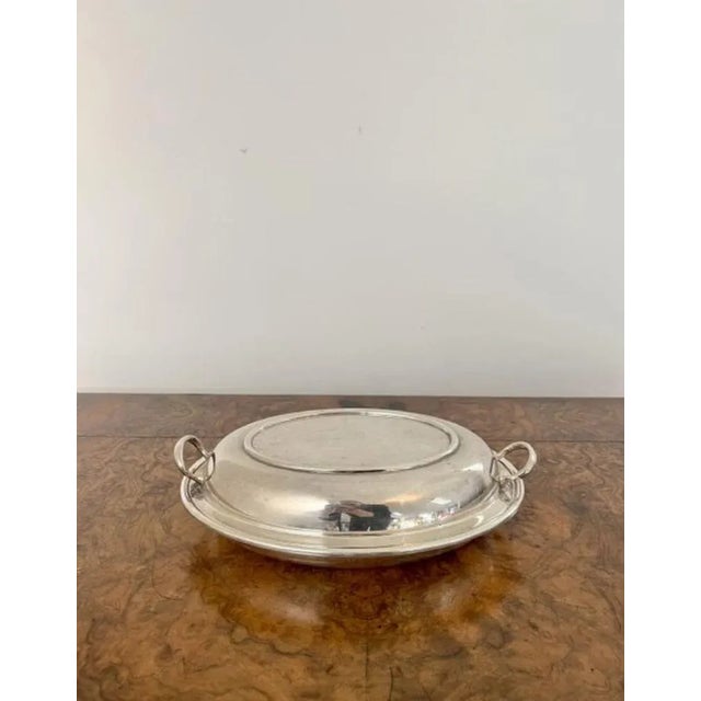 Edwardian Silver-Plated Oval Entree Dish with Lid, 1900s For Sale - Image 3 of 7