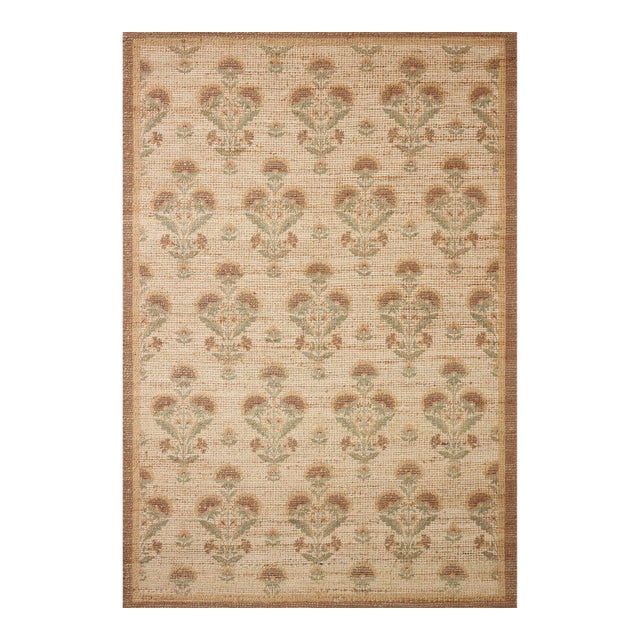 Chris Loves Julia x Loloi Rue Wheat / Sage 2'-3" x 3'-9" Accent Rug For Sale