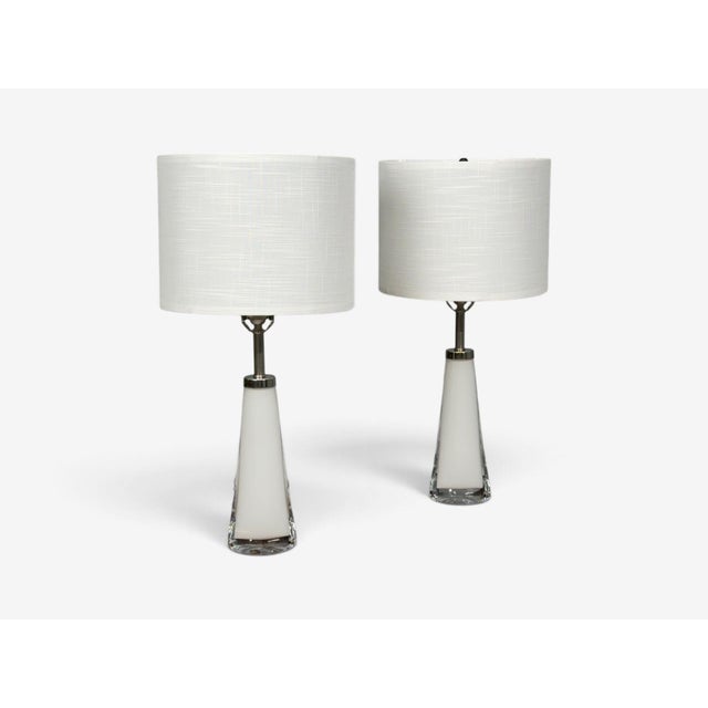 1960s Carl Fagerlund, Swedish Modern, Table Lamps, White Glass, Sweden For Sale - Image 4 of 12